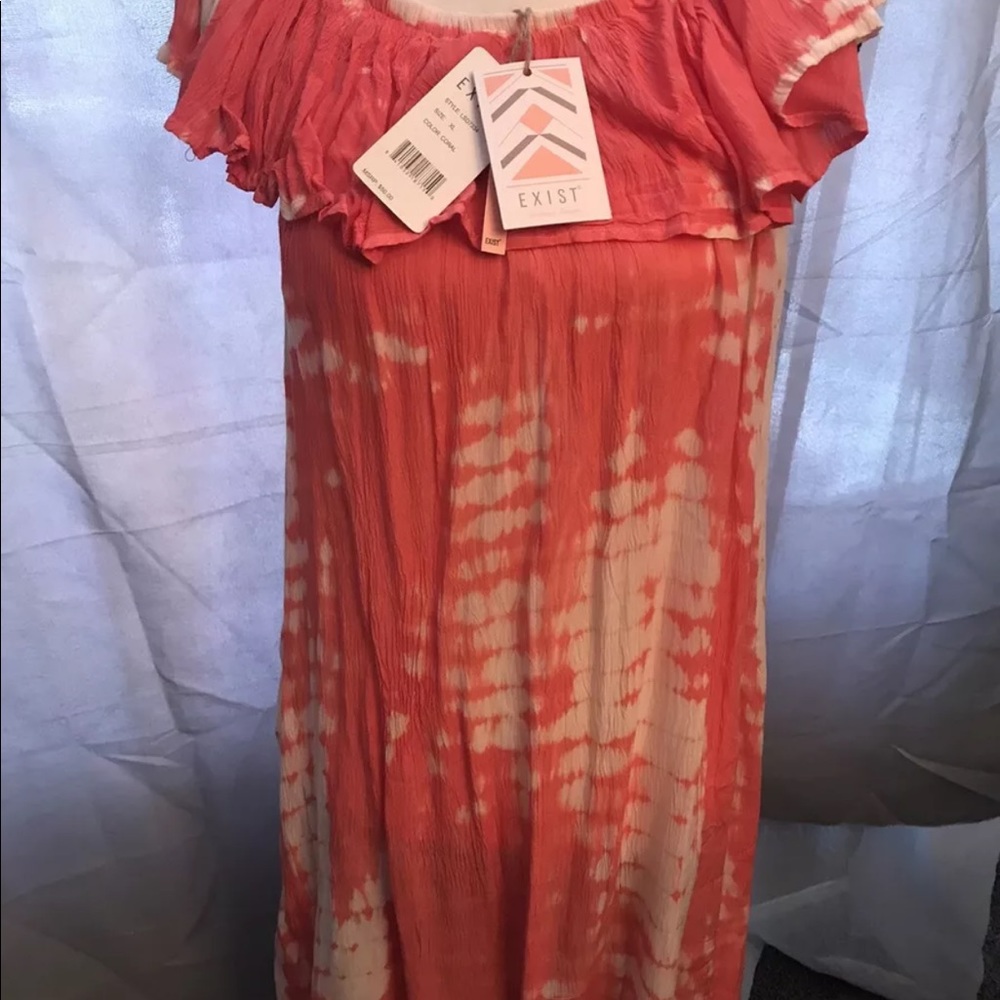 Exist Sundress XL Coral White Tie Dye